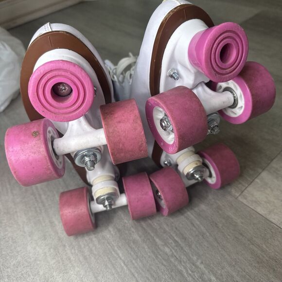 Chicago Girls Rink Roller Skate - White Youth Quad Skates - Size 3 - Picture 5 of 6